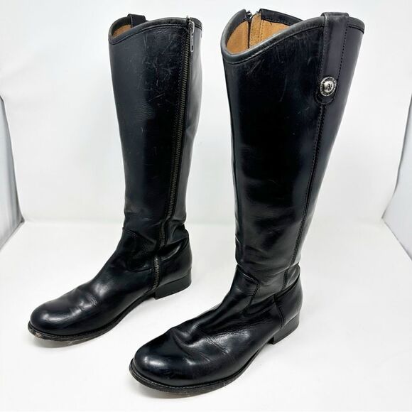 Frye Black Leather Tall Zip Riding Equestrian Boots Womans 7.5 - Picture 7 of 14